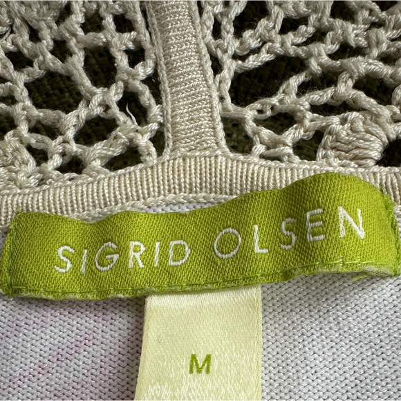 Sigrid Olsen Silk/Rayon Knit Zip-Up Sweater With Crochet Lace Pockets & Hood ~ M - Picture 4 of 16